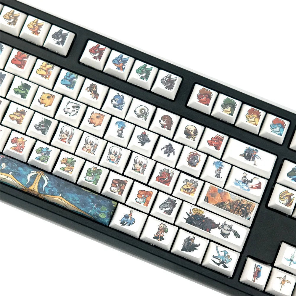 XDA profile mechanical keyboard keycaps with Little Monster cartoon character sublimation artwork