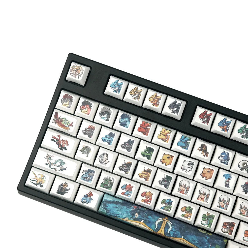 XDA profile mechanical keyboard keycaps with Little Monster cartoon character sublimation artwork
