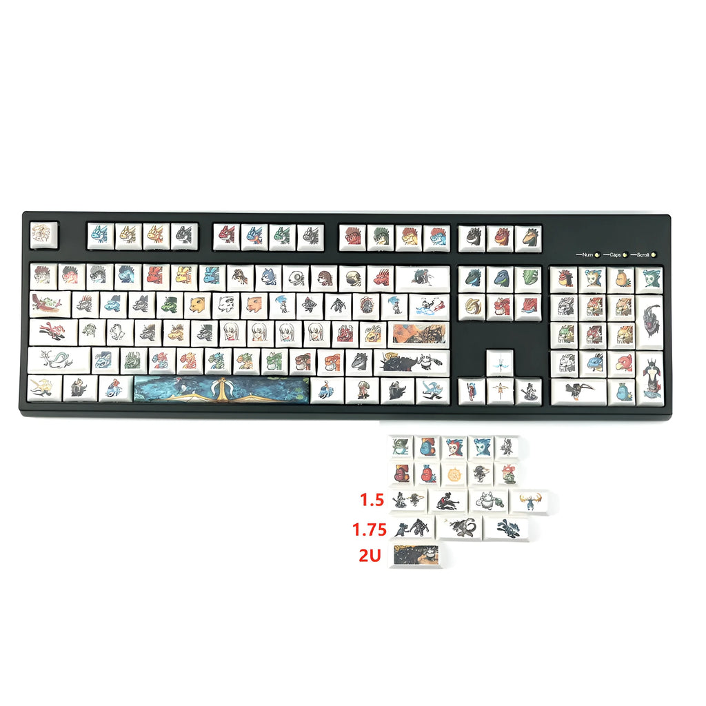 XDA profile mechanical keyboard keycaps with Little Monster cartoon character sublimation artwork