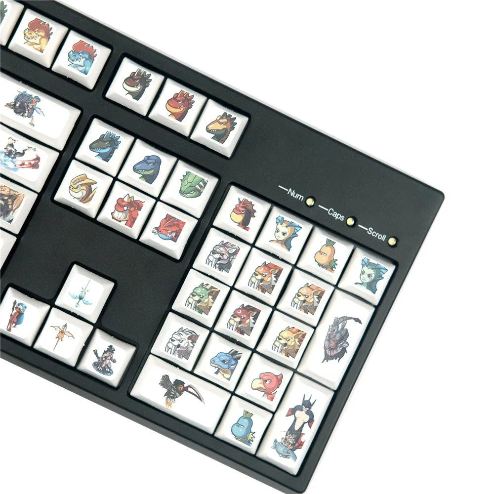 XDA profile mechanical keyboard keycaps with Little Monster cartoon character sublimation artwork