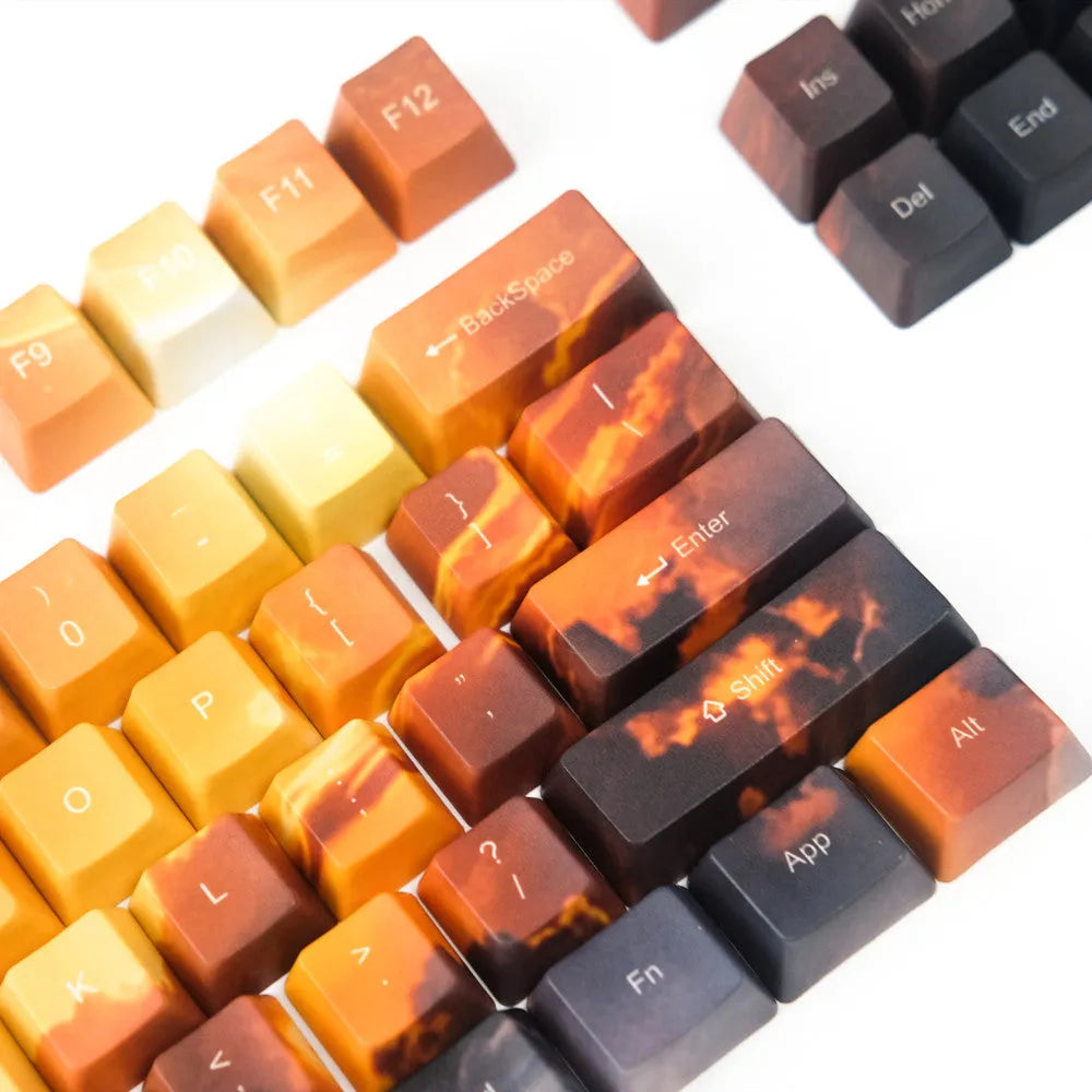 Saturn-themed laser-engraved mechanical keyboard keycaps in centre or side engraved style options