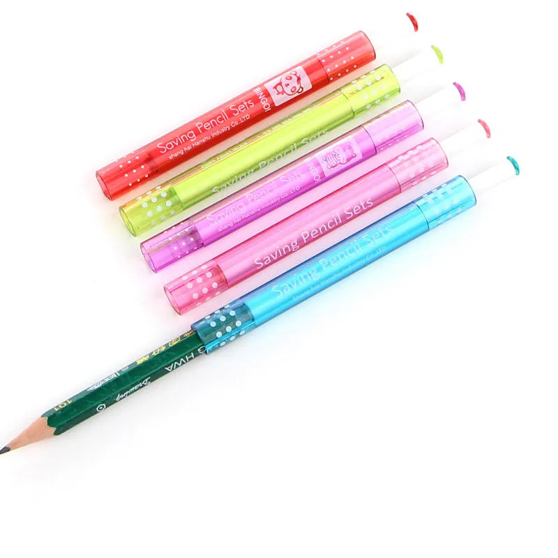 Pencil extender with 9cm length and 0.7mm calibre showing five style options