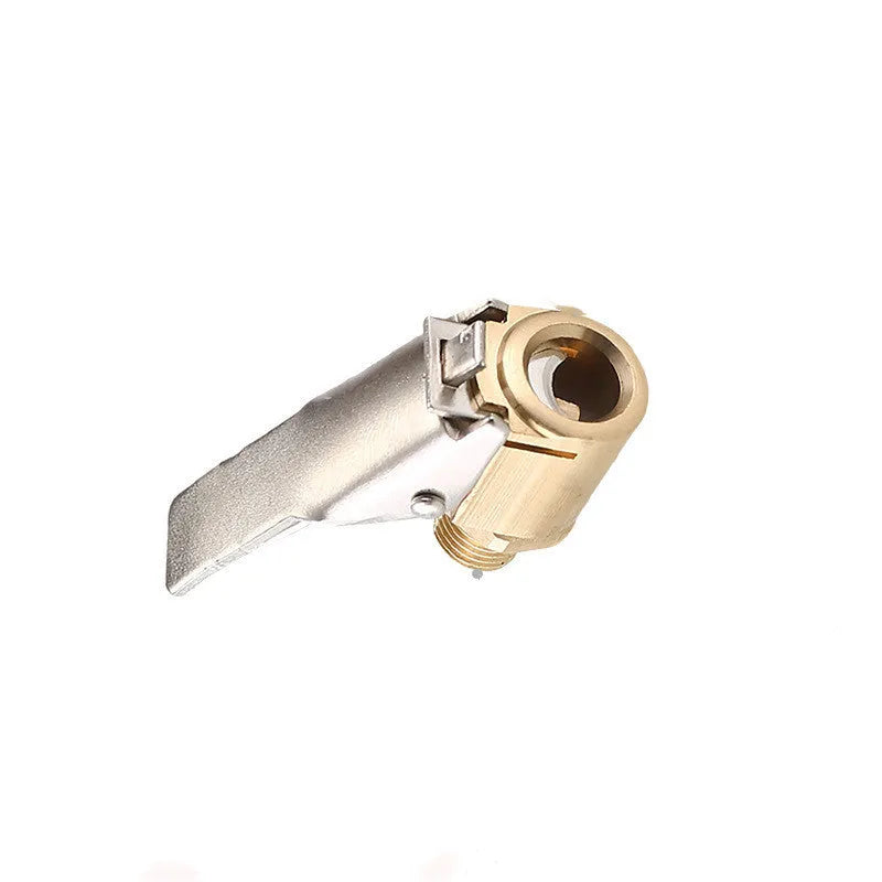 Golden metal quick-clip air chuck for tyre inflation with external thread connection