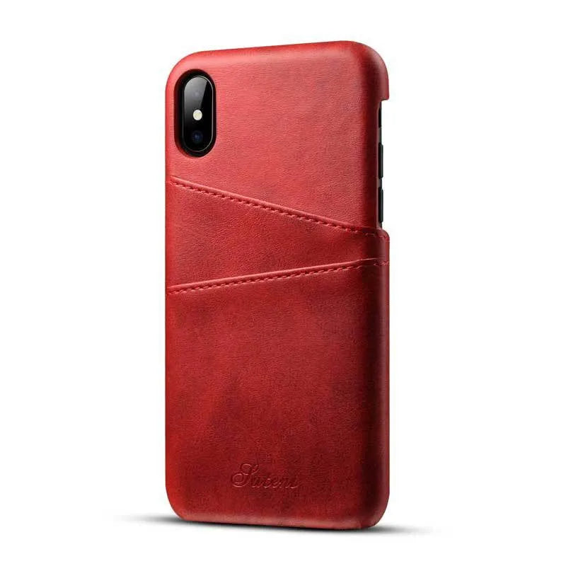 Leather business phone case in black for iPhone, back cover with pure colour finish