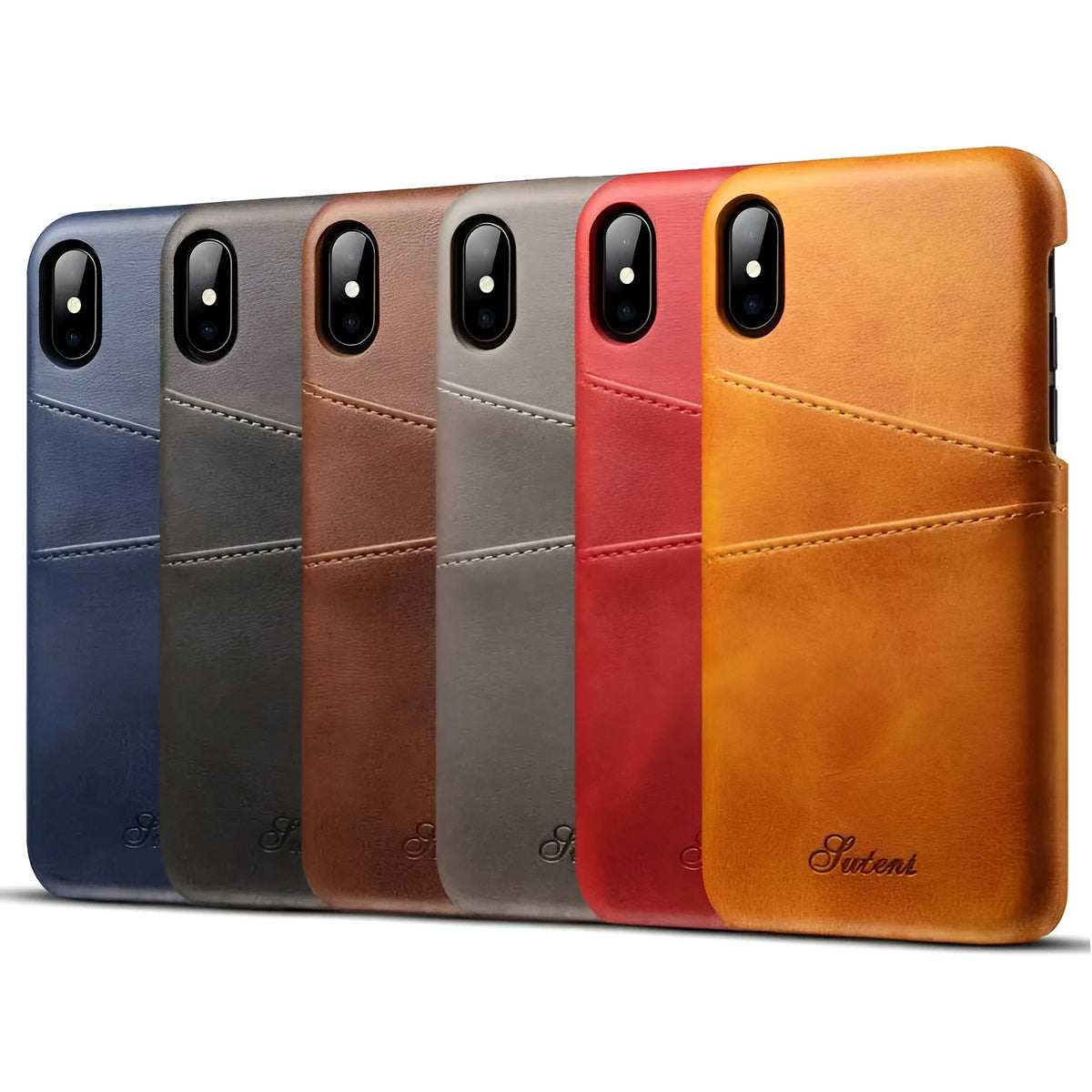 Leather business phone case in black for iPhone, back cover with pure colour finish