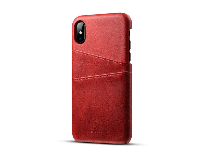 Leather business phone case in black for iPhone, back cover with pure colour finish