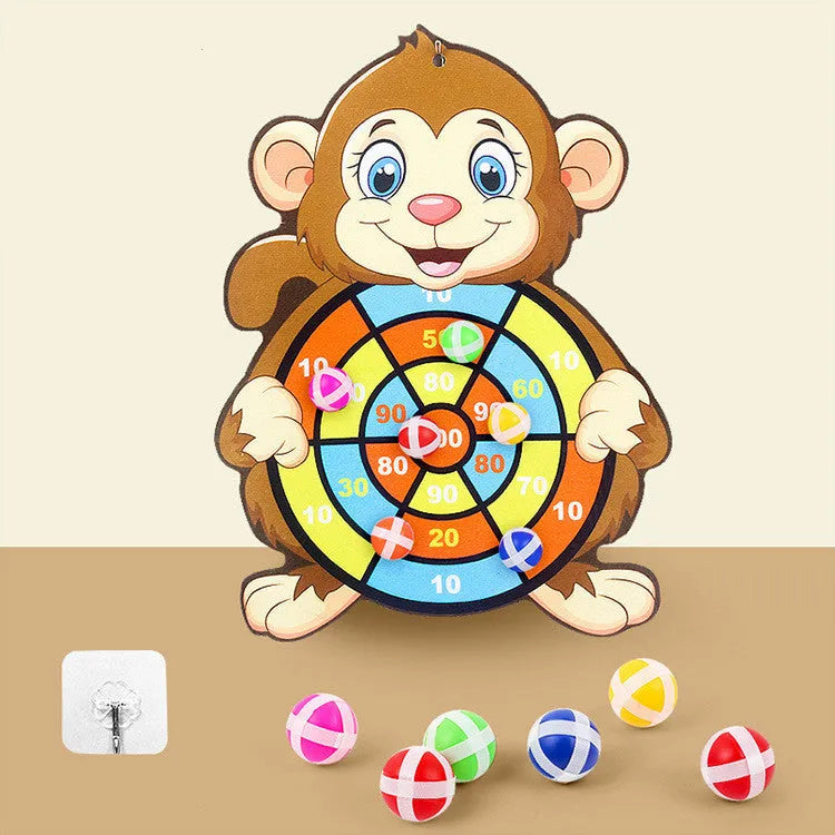 Children's cartoon sticky ball dart board with soft balls and mounting hook