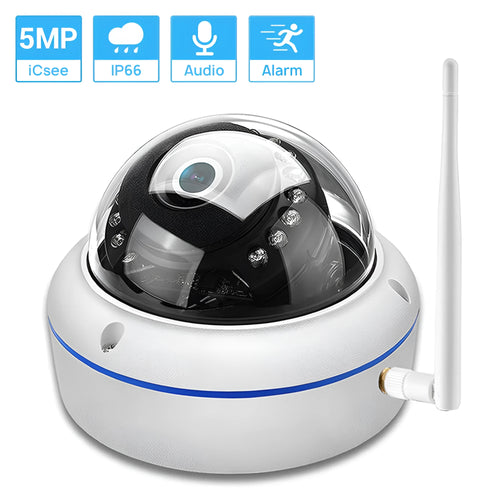 1080P 5MP wireless dome camera with IR night vision and semi-metal housing