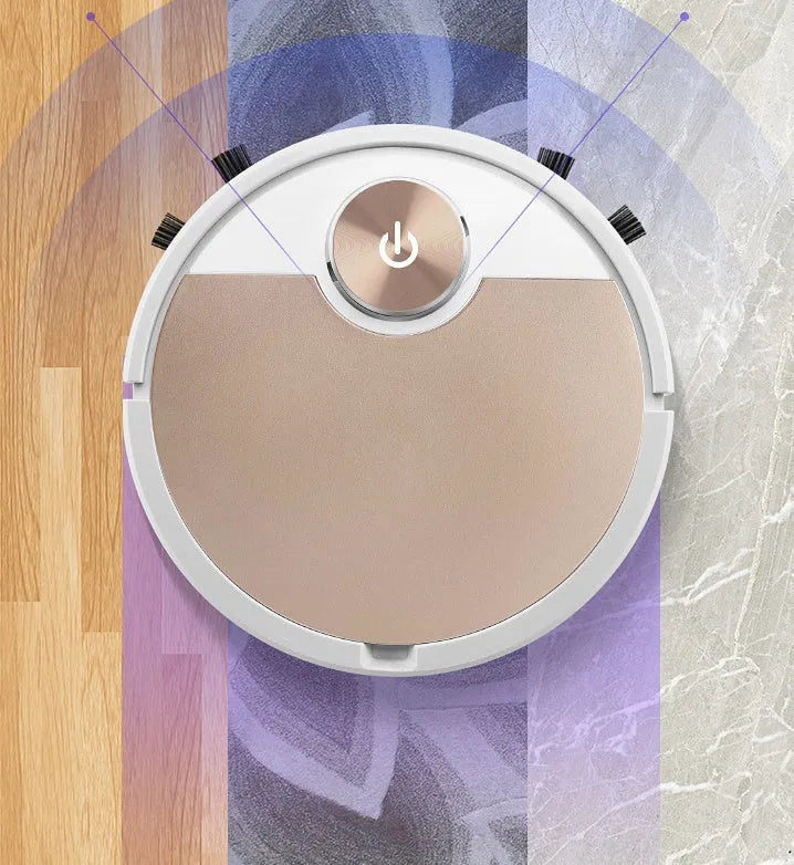 Remote control robot vacuum cleaner with touch switch in gold or silver colour for floor cleaning