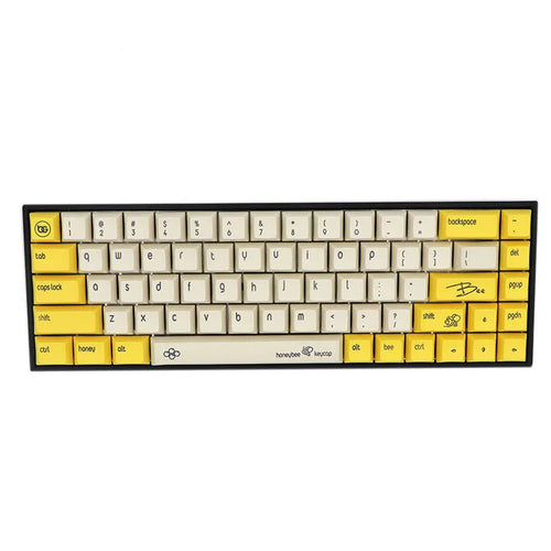 68-key PBT mechanical keyboard keycap set showing nine colour options with double-shot moulded legends