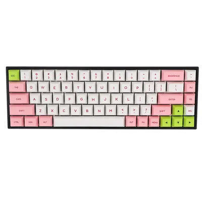 68-key PBT mechanical keyboard keycap set showing nine colour options with double-shot moulded legends