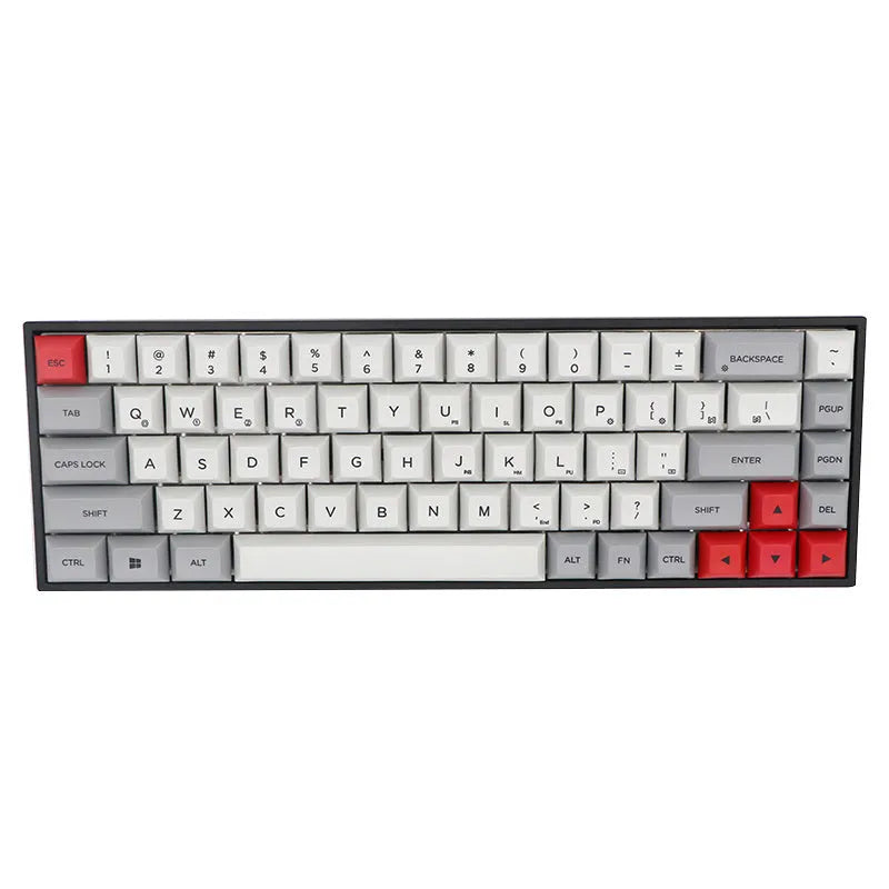 68-key PBT mechanical keyboard keycap set showing nine colour options with double-shot moulded legends