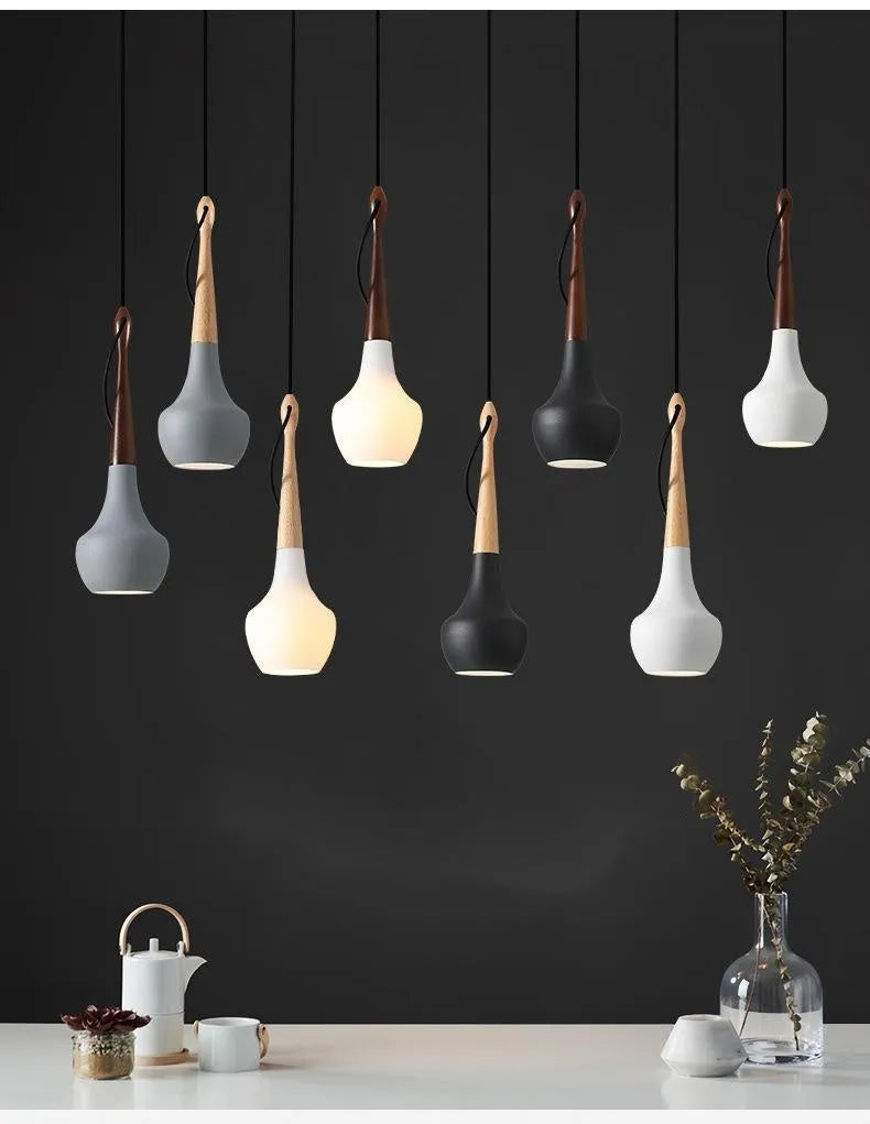 Postmodern minimalist LED dining room chandelier 110x350mm in black finish with adjustable height