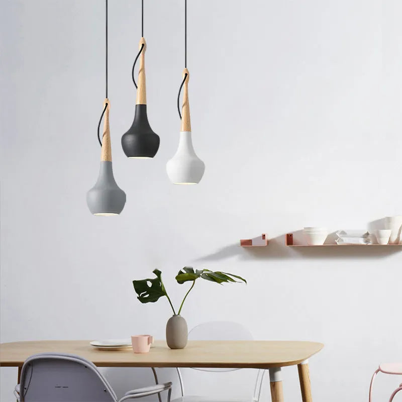 Postmodern minimalist LED dining room chandelier 110x350mm in black finish with adjustable height