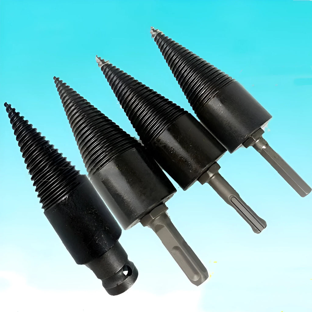 Hexagonal steel wood splitting drill bit for electric hand drills, shown in 32mm and 42mm sizes.