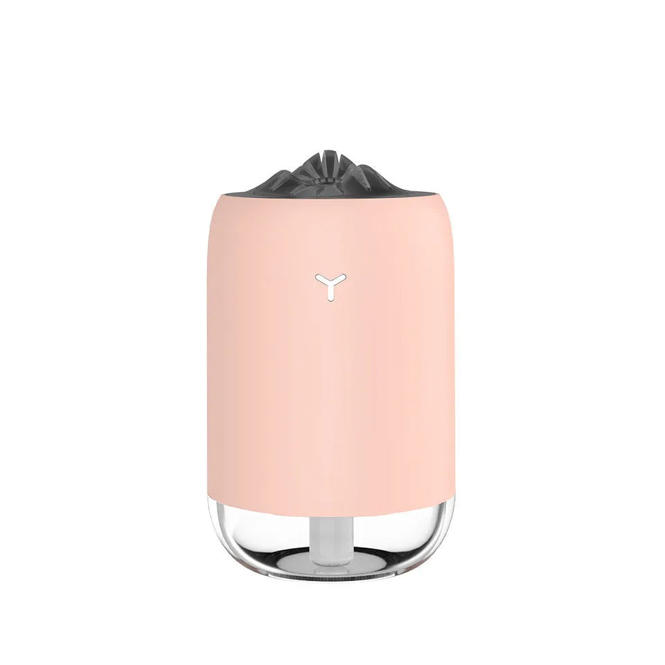 Magic Flame ultrasonic humidifier mini aroma diffuser in white, columnar shape, with USB cable, for home desk or car use
