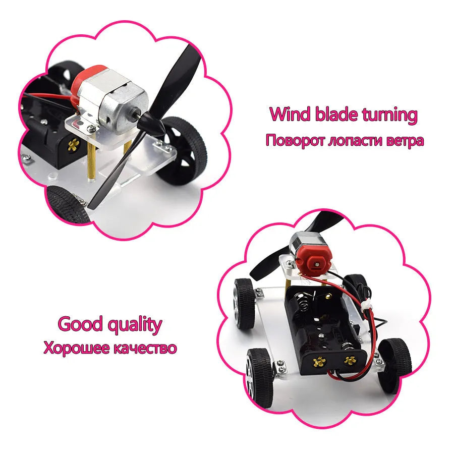 DIY wind car electronic science toy kit for children's creative physics experiments