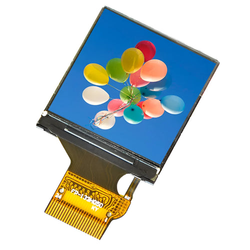 1.3 inch square 240x240 IPS LCD display module with ST7789 driver chip and pin connectors.