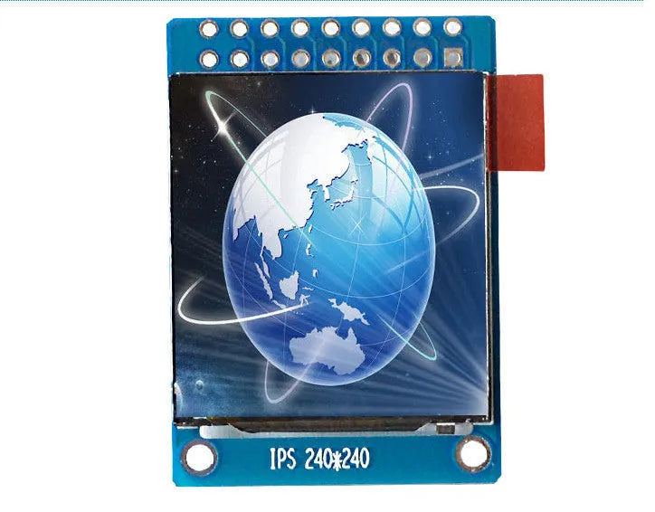 1.3 inch square 240x240 IPS LCD display module with ST7789 driver chip and pin connectors.
