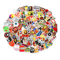 Mixed graffiti luggage stickers pack showing cartoon car designs in assorted sizes from 6cm to 12cm