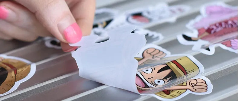 Mixed graffiti luggage stickers pack showing cartoon car designs in assorted sizes from 6cm to 12cm