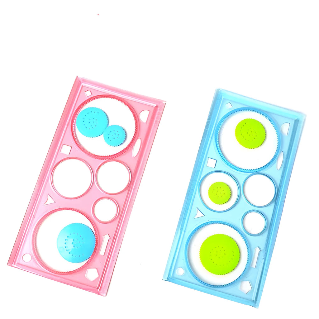 Plastic hollow wreath drawing template set for craft projects in multi-colour