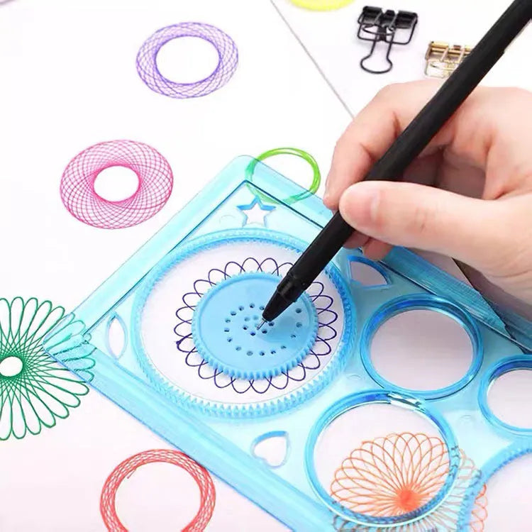 Plastic hollow wreath drawing template set for craft projects in multi-colour