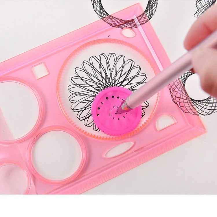 Plastic hollow wreath drawing template set for craft projects in multi-colour