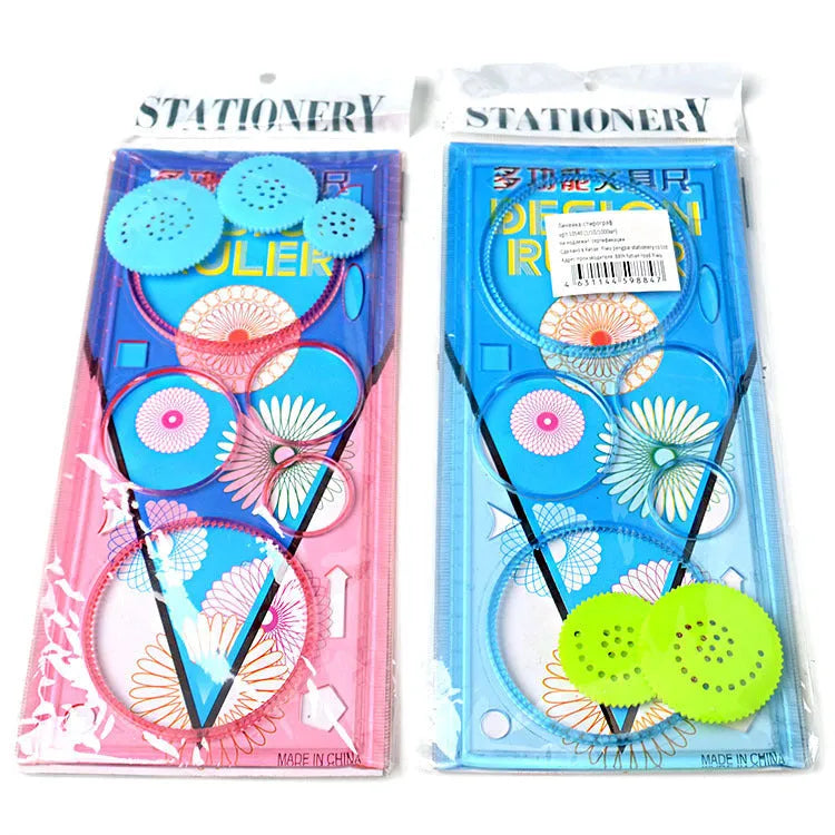 Plastic hollow wreath drawing template set for craft projects in multi-colour