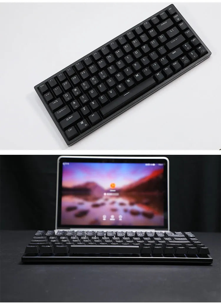 RK526 wireless mechanical keyboard and mouse set in blue, brown, or red colour with USB transmitter