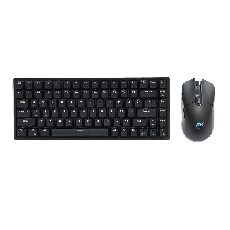 RK526 wireless mechanical keyboard and mouse set in blue, brown, or red colour with USB transmitter