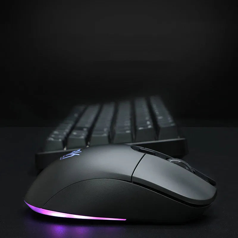 RK526 wireless mechanical keyboard and mouse set in blue, brown, or red colour with USB transmitter