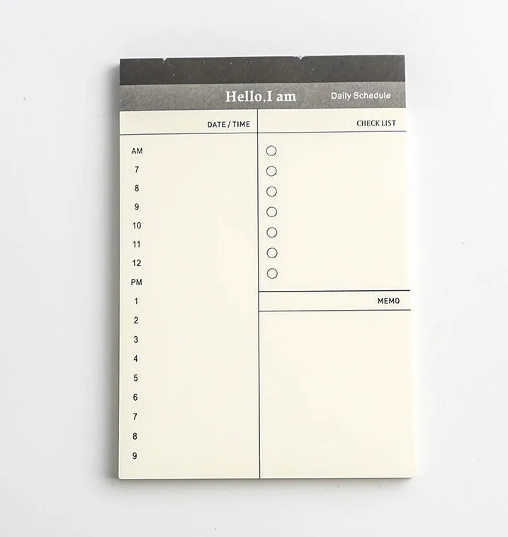 Business day planner notepad with 52 tear-off pages in paper cover, four colour options