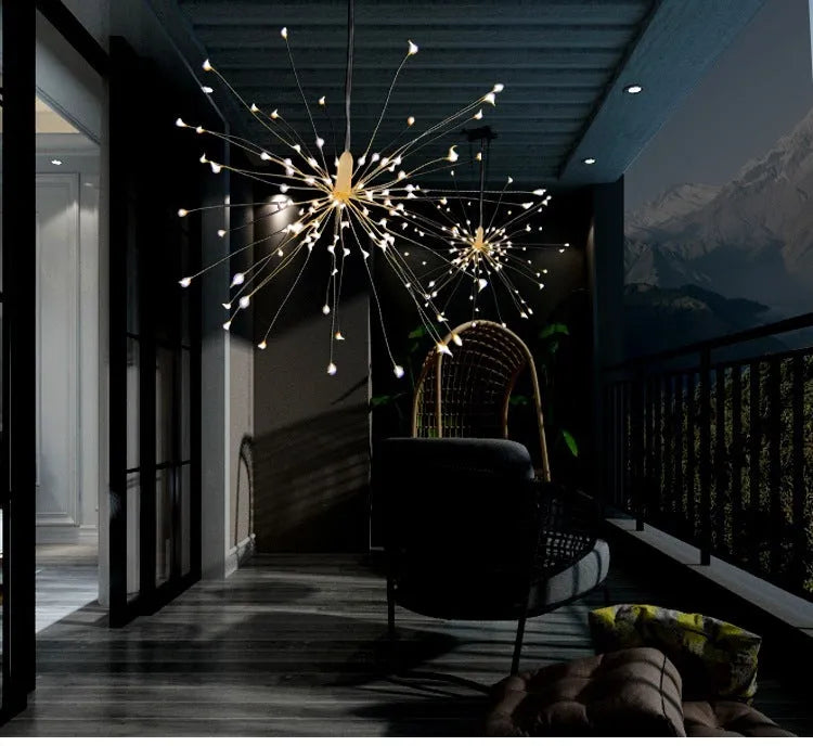 Solar-powered LED meteor shower decorative light with remote control for outdoor garden use.