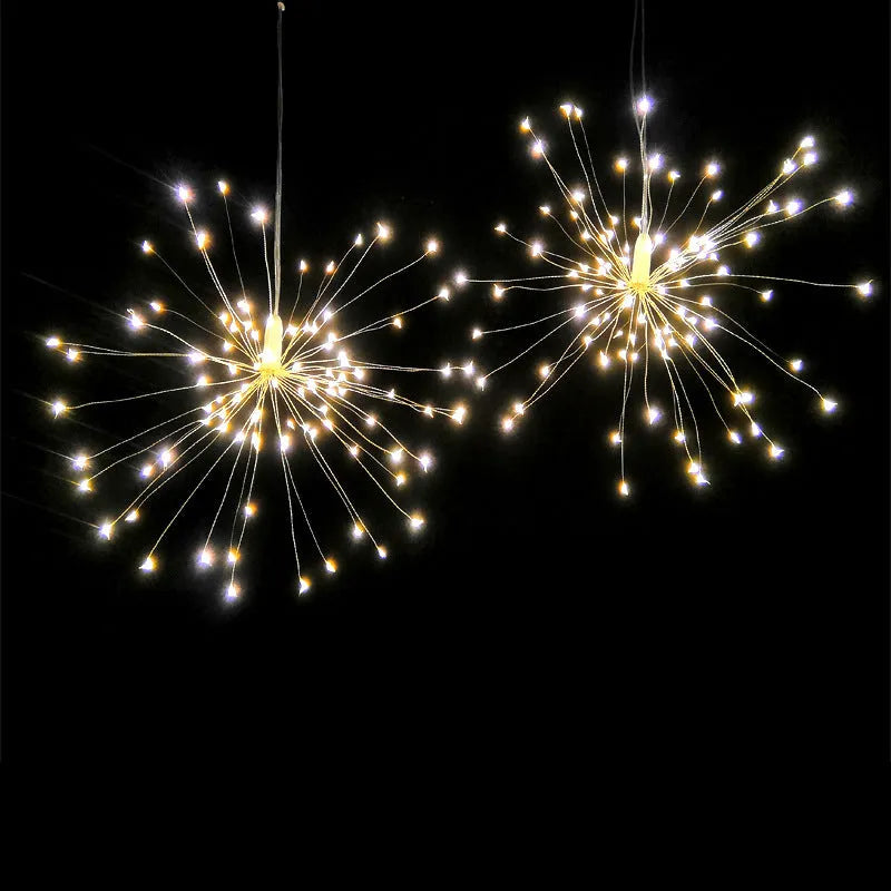 Solar-powered LED meteor shower decorative light with remote control for outdoor garden use.