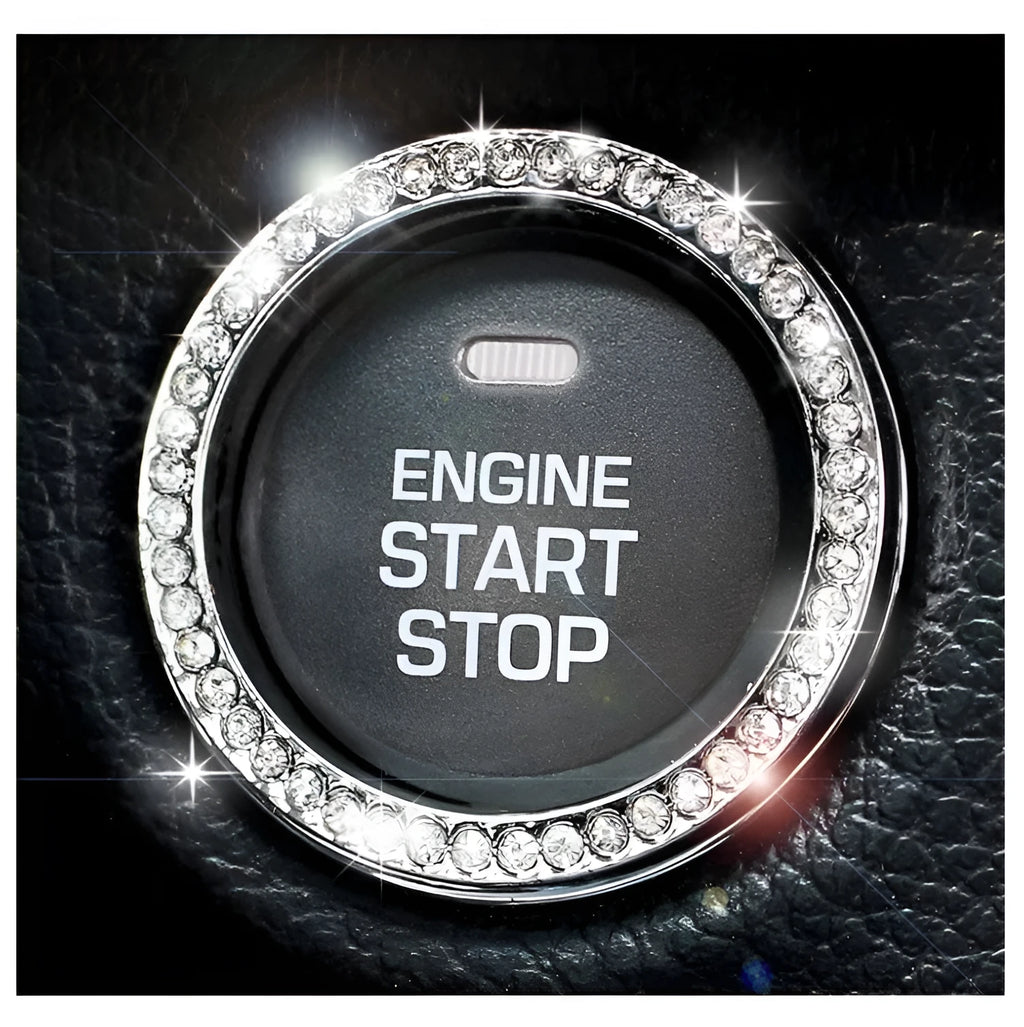 White diamond rhinestone car ignition start decoration ring in zinc alloy for one-click start button