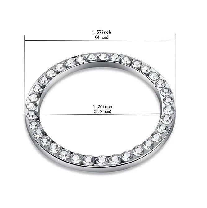 White diamond rhinestone car ignition start decoration ring in zinc alloy for one-click start button