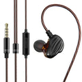 White in-ear sports earphones with black around-ear cable design and 3.5mm plug