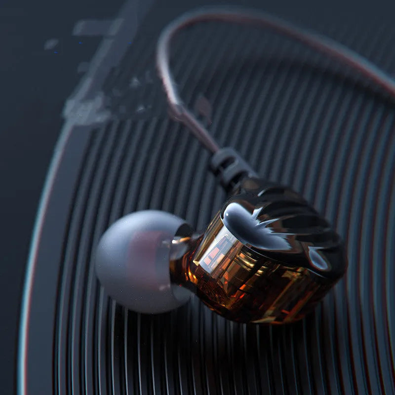 White in-ear sports earphones with black around-ear cable design and 3.5mm plug