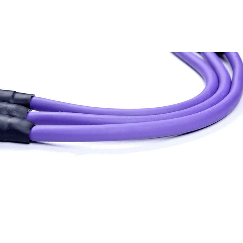 Three tube removable pedal tension rope in purple, blue, pink, or red for foot stretch and leg crunches