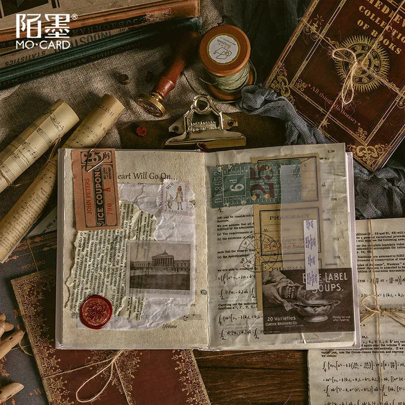 Simulation book paper notebook set with distressed pages in ten vintage styles including Weekly News design