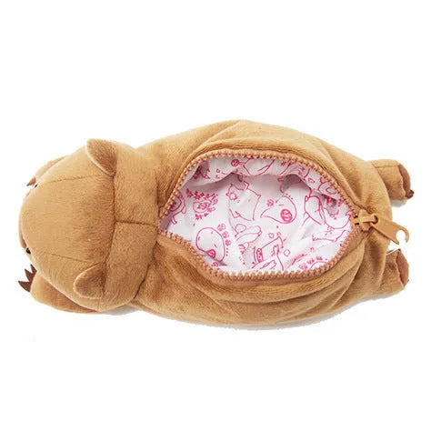 Cartoon animal plush pencil case with wombat design for children's stationery