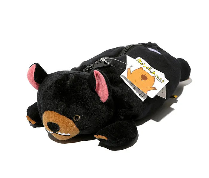 Cartoon animal plush pencil case with wombat design for children's stationery