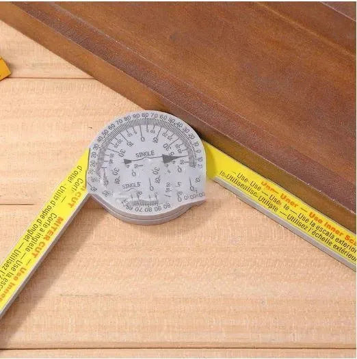 Yellow and white cross-border horizontal angle ruler with laser engraved scales