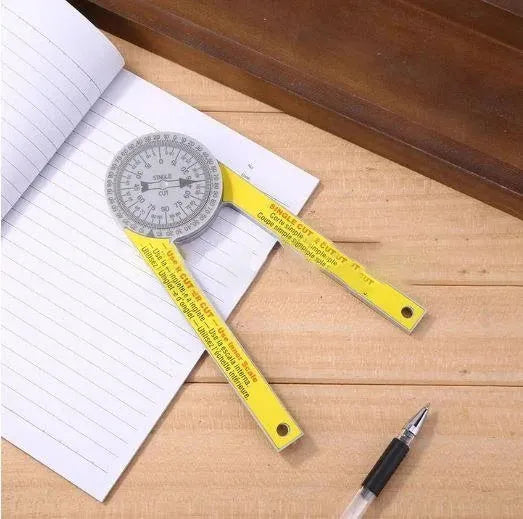 Yellow and white cross-border horizontal angle ruler with laser engraved scales