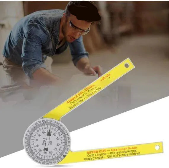 Yellow and white cross-border horizontal angle ruler with laser engraved scales