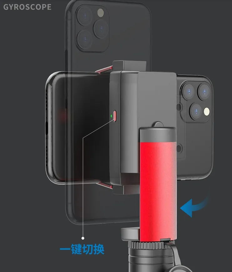 Universal aluminium smartphone tripod extended to 716mm with phone clamp holding mobile device