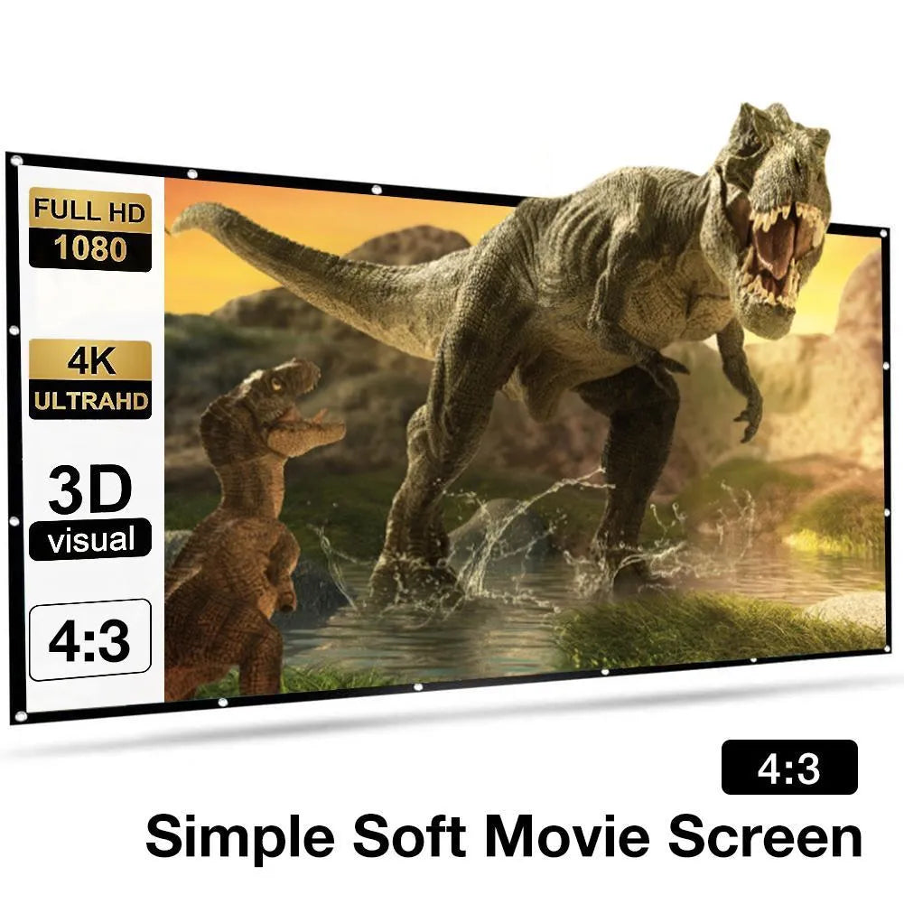 White foldable 150-inch polyester projector screen laid out flat.