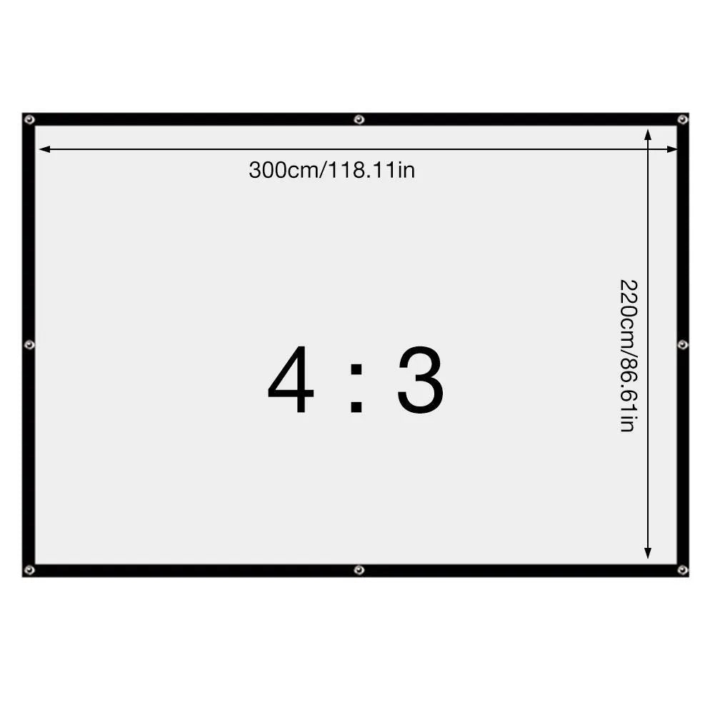 White foldable 150-inch polyester projector screen laid out flat.