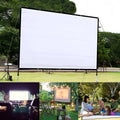 White foldable 150-inch polyester projector screen laid out flat.